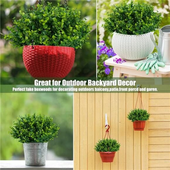 Artificial Greenery Plants Outdoor UV Resistant Fake Plants Boxwood Shrubs Grass - Picture 6 of 7